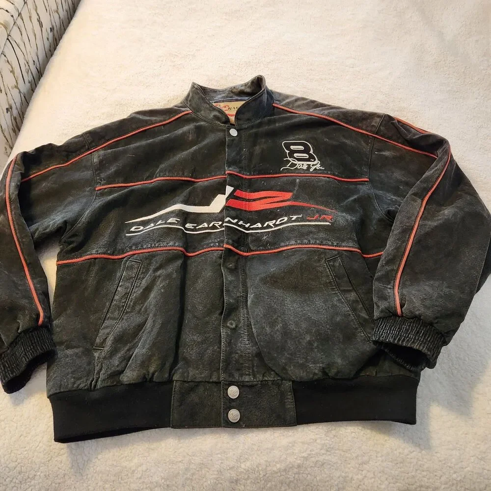 Vintage Dale Earnhardt Jr 8 Chase Authentics Budweiser Mens Leather Jacket Sz XL